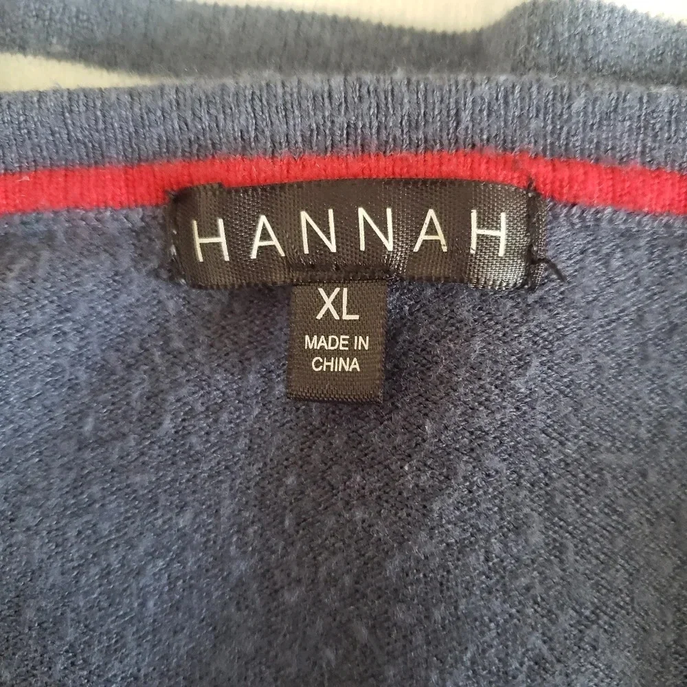 Hannah Striped V-neck Lightweight Nylon Blend Pullover Sweater - Picture 3 of 7
